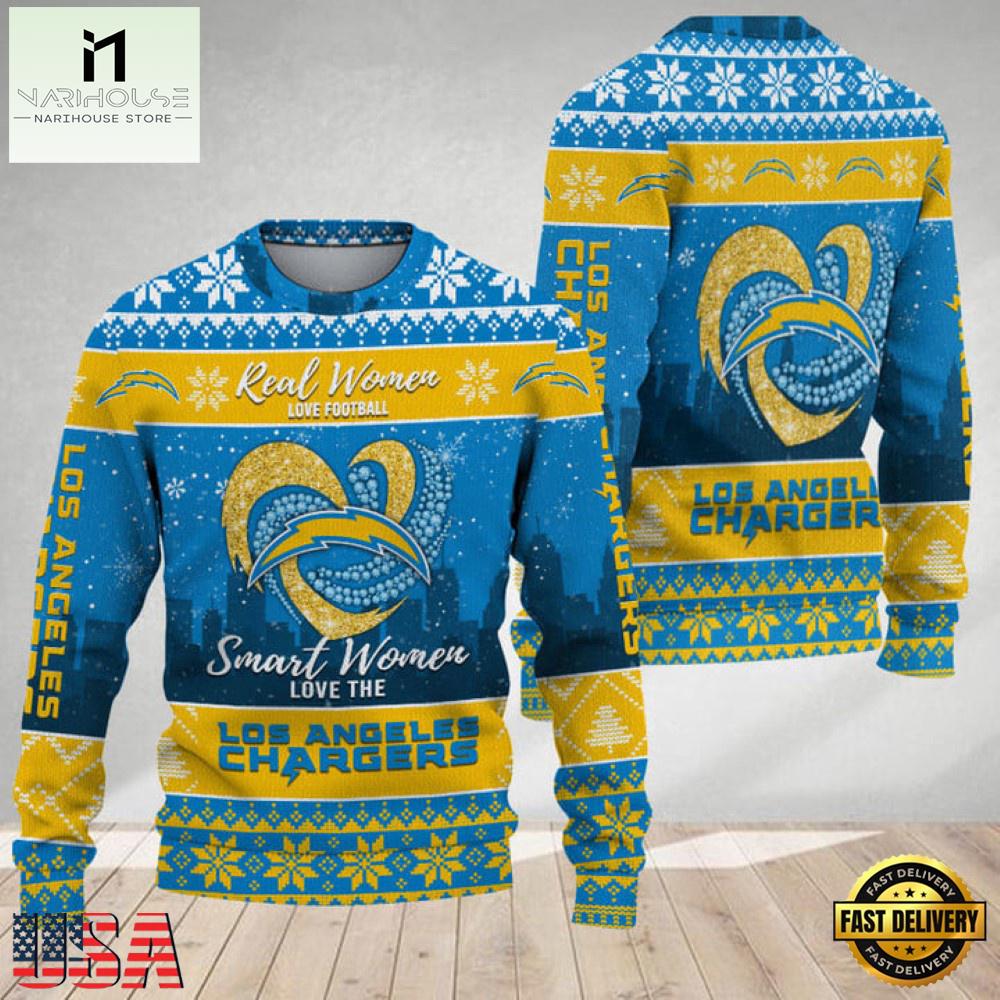 NFL  Los Angeles Chargers Real Women Love Football 2025 Ugly Xmas Sweater NFL  Los Angeles Chargers Real Women Love Football 2025 Ugly Xmas Sweater