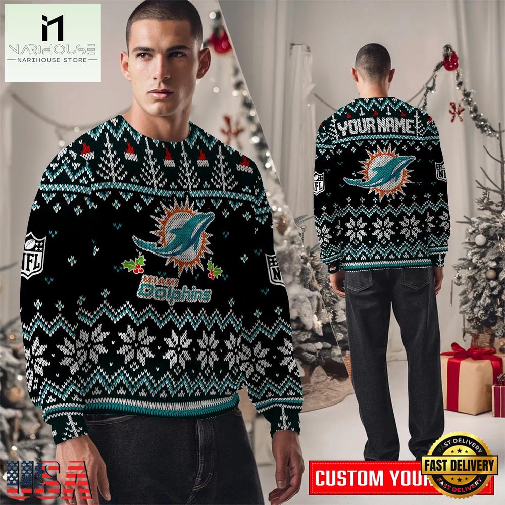 Miami Dolphins NFL New Design 2025 Men's Ugly Xmas Sweater Miami Dolphins NFL New Design 2025 Men's Ugly Xmas Sweater