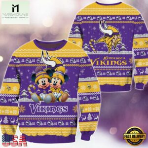 Minnesota Vikings NFL Mickey Minnie Ugly Christmas Sweater