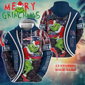 New England Patriots NFL Merry Grinchmas 2025 All Over Print Hoodie