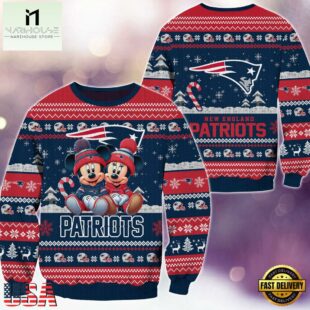 New England Patriots NFL Mickey Minnie Ugly Christmas Sweater