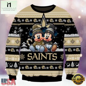 New Orleans Saints NFL Mickey Minnie Ugly Christmas Sweater