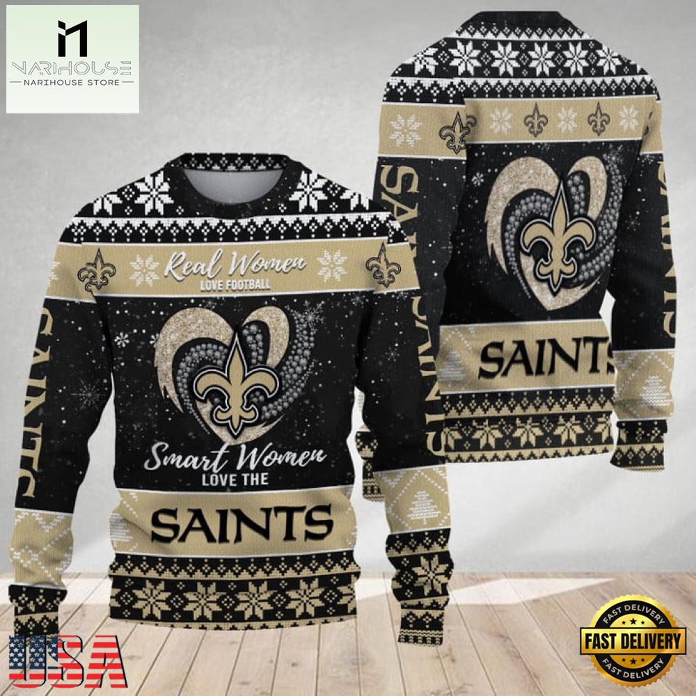 NFL  New Orleans Saints Real Women Love Football 2025 Ugly Xmas Sweater NFL  New Orleans Saints Real Women Love Football 2025 Ugly Xmas Sweater