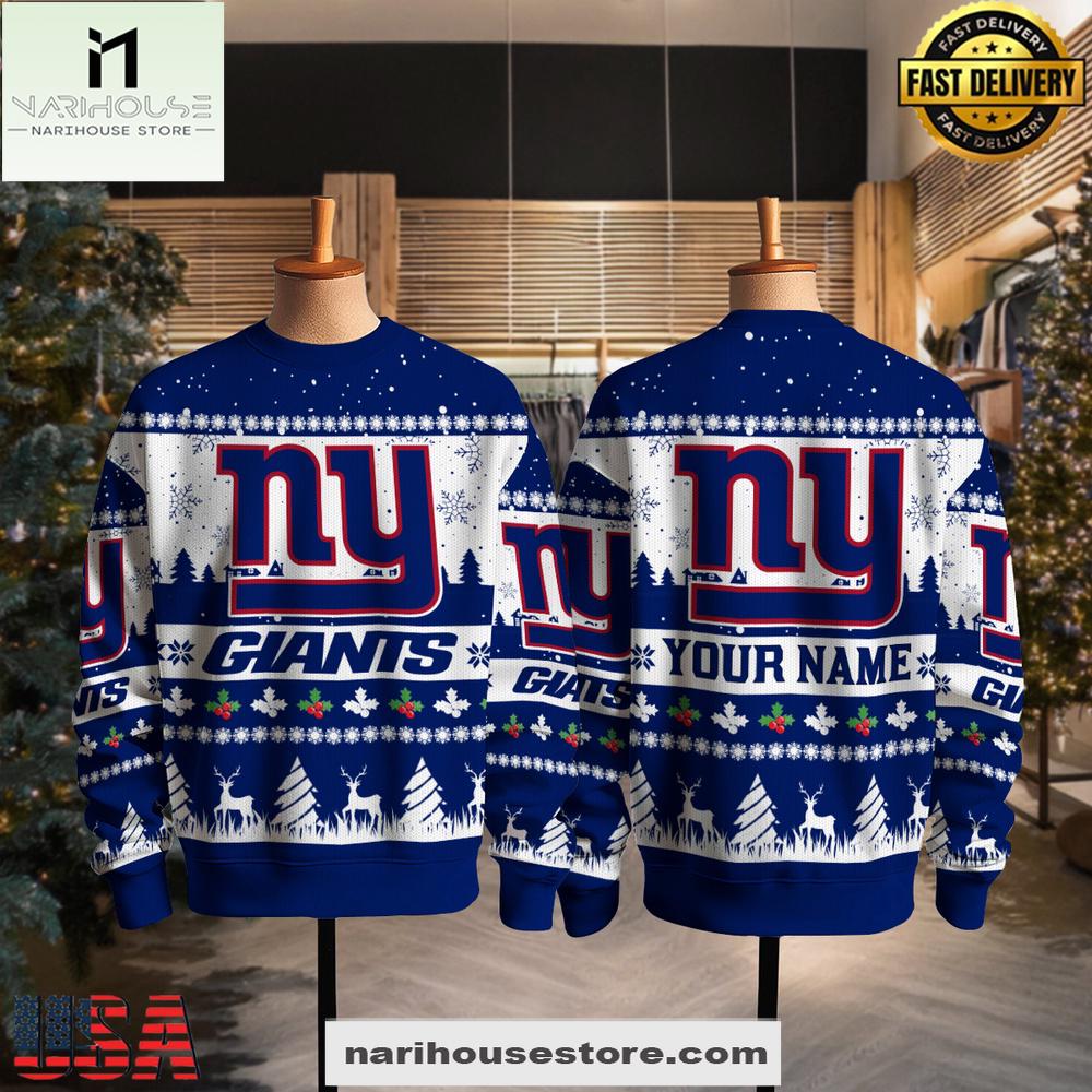New York Giants NFL Snow 2025 Ugly Xmas Sweater New York Giants NFL Snow 2025 Ugly Xmas Sweater