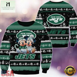 New York Jets NFL Mickey Minnie Ugly Christmas Sweater