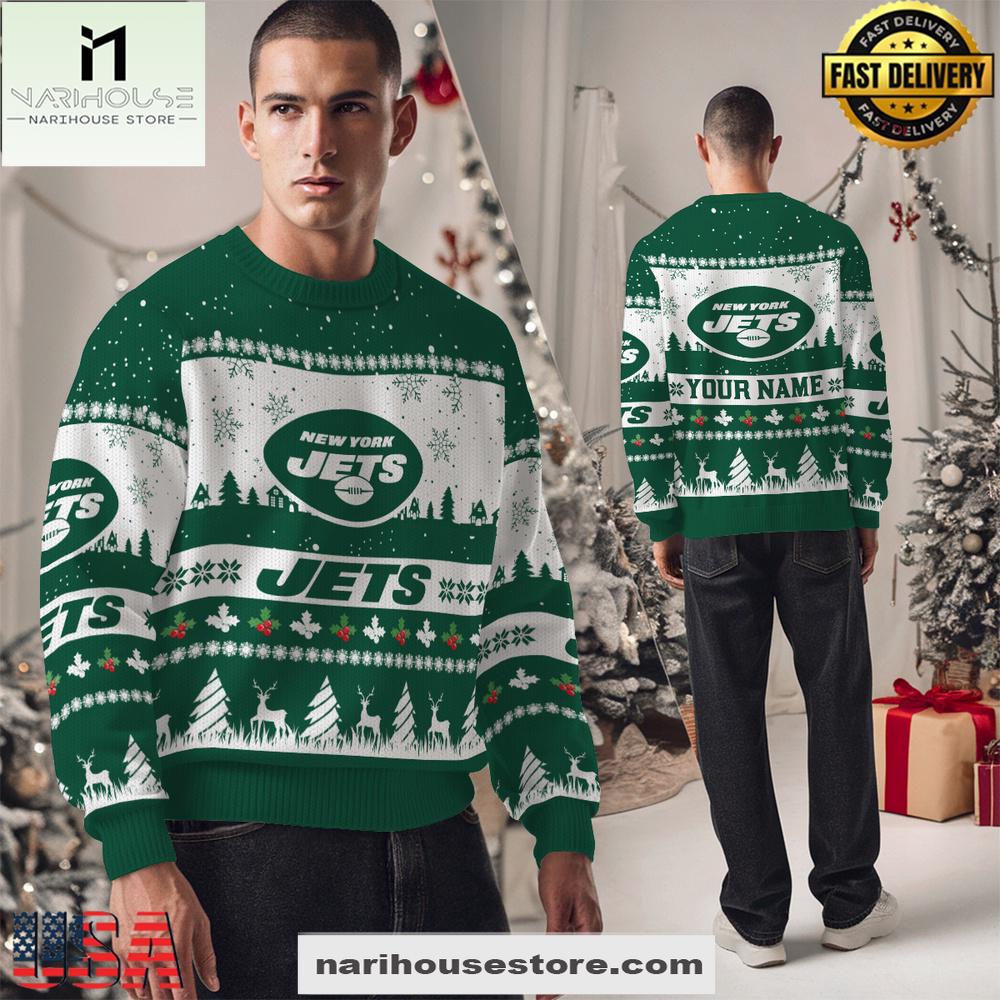 New York Jets NFL Snow 2025 Ugly Xmas Sweater New York Jets NFL Snow 2025 Ugly Xmas Sweater