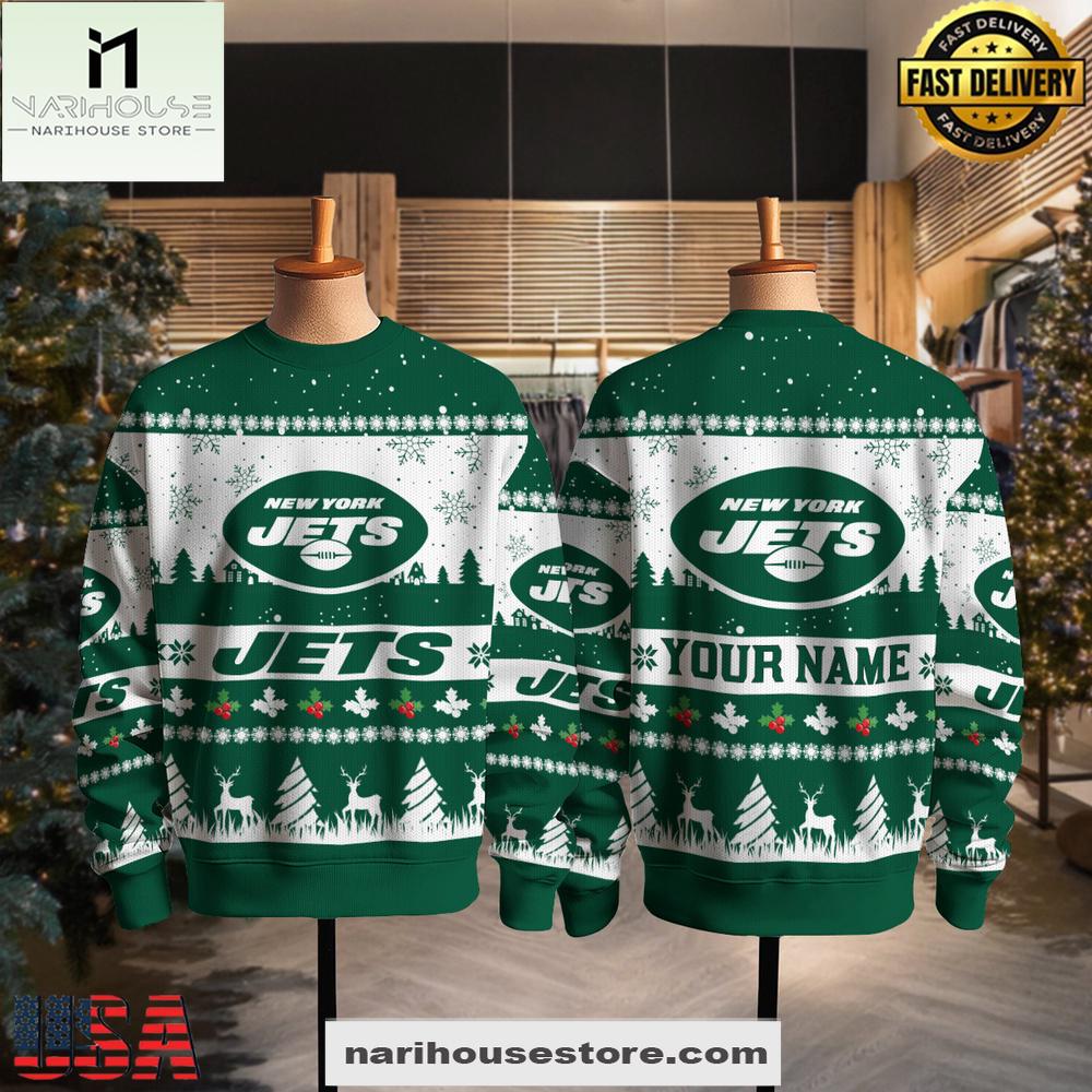 New York Jets NFL Snow 2025 Ugly Xmas Sweater New York Jets NFL Snow 2025 Ugly Xmas Sweater