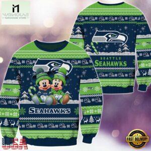 Seattle Seahawks NFL Mickey Minnie Ugly Christmas Sweater