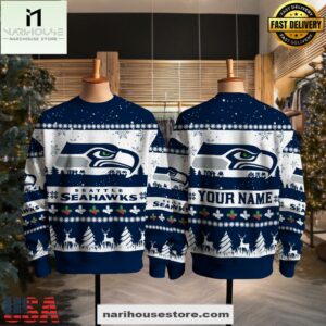 Seattle Seahawks NFL Snow Ugly Christmas Sweater