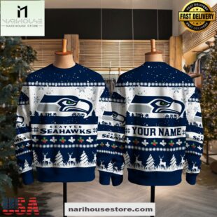 Seattle Seahawks NFL Snow Ugly Christmas Sweater