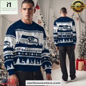 Seattle Seahawks NFL Snow Ugly Christmas Sweater