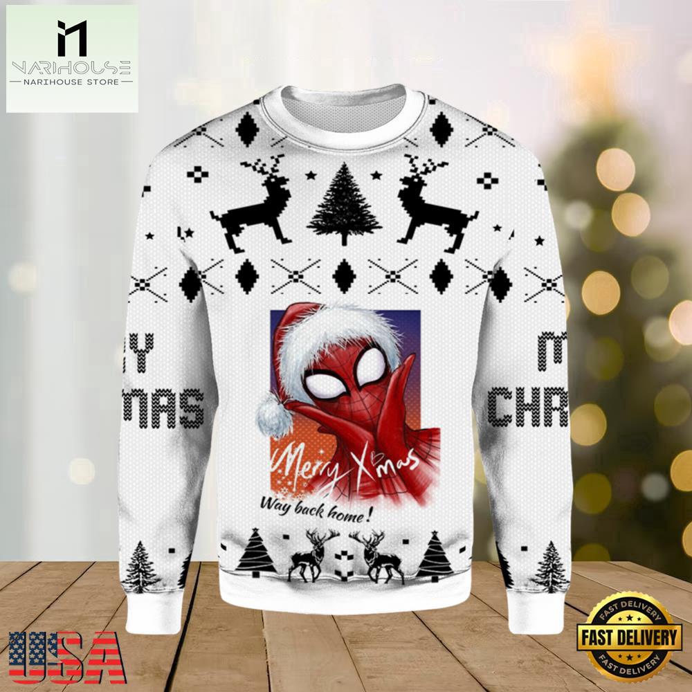 Spider Man Merry Xmas Way Back Home 2025 Ugly Xmas Sweater Spider Man Merry Xmas Way Back Home 2025 Ugly Xmas Sweater