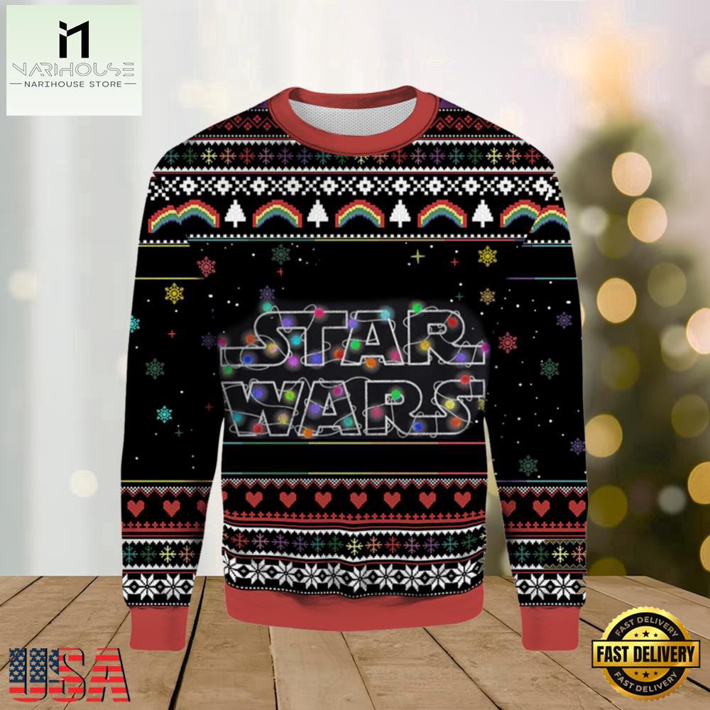 Star War Christmas Lights Logo Vintage 2025 Ugly Xmas Sweater Star War Christmas Lights Logo Vintage 2025 Ugly Xmas Sweater