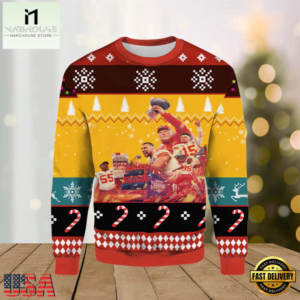 Super Bowl Champions Kansas City Chiefs Ugly Sweater Super Bowl Champions Kansas City Chiefs Ugly Sweater