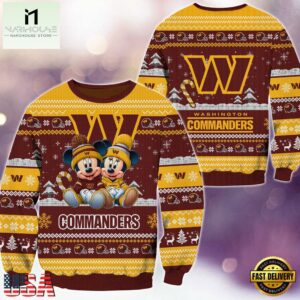 Washington Commanders NFL Mickey Minnie Ugly Christmas Sweater
