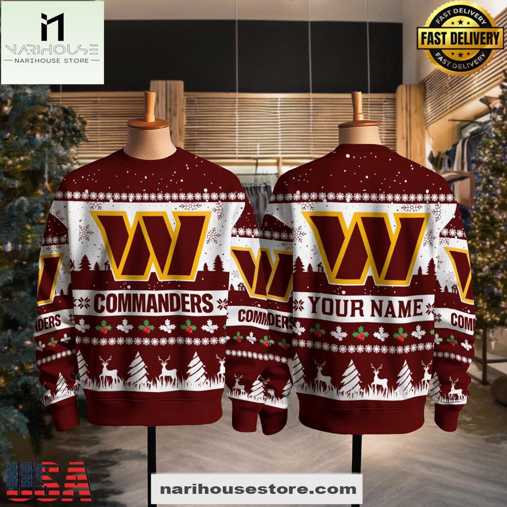 Washington Commanders NFL Snow 2025 Ugly Xmas Sweater Washington Commanders NFL Snow 2025 Ugly Xmas Sweater
