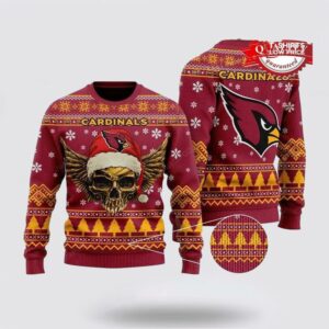 Arizona Cardinals Golden Skull Ugly Christmas Sweater Shirt