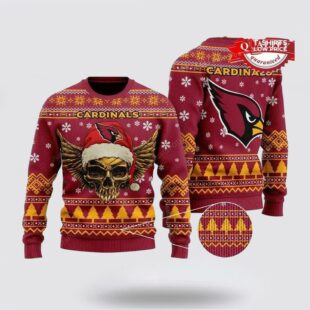 Arizona Cardinals Golden Skull Ugly Christmas Sweater Shirt