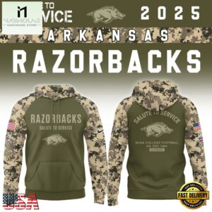 Arkansas Razorbacks 2025 NCAA Salute To Service Limited New Hoodie