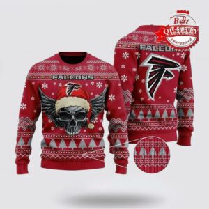 Atlanta Falcons Golden Skull Ugly Christmas Sweater Shirt
