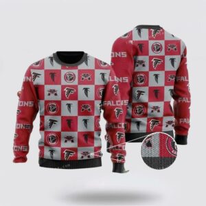 Atlanta Falcons Logo Checkered Flannel Ugly Christmas Sweater Shirt