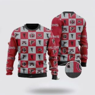 Atlanta Falcons Logo Checkered Flannel Ugly Christmas Sweater Shirt