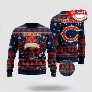 Chicago Bears Golden Skull Ugly Christmas Sweater Shirt