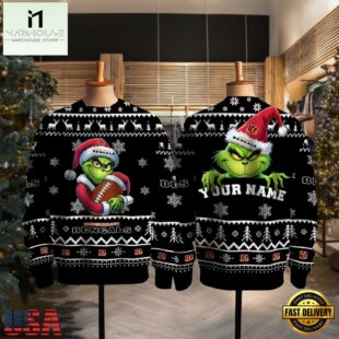 Cincinnati Bengals 2025 NFL Grinch Football Personalized Ugly Christmas Sweater