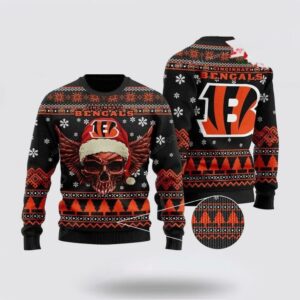 Cincinnati Bengals Golden Skull Ugly Christmas Sweater Shirt