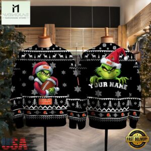 Cleveland Browns 2025 NFL Grinch Football Personalized Ugly Christmas Sweater