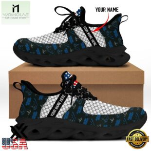 Custom Name Carolina Panthers Logo Pattern Max Soul Shoes For Fans