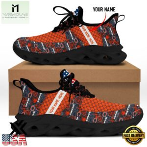 Custom Name Chicago Bears Logo Pattern Max Soul Shoes For Fans