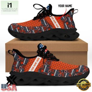 Custom Name Chicago Bears Logo Pattern Max Soul Shoes For Fans