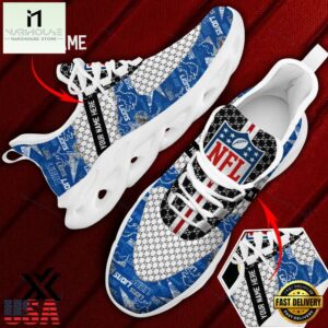 Custom Name Detroit Lions Logo Pattern Max Soul Shoes For Fans