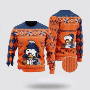 Denver Broncos Snoopy Orange Blue Ugly Christmas Sweater Shirt