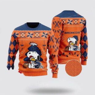 Denver Broncos Snoopy Orange Blue Ugly Christmas Sweater Shirt