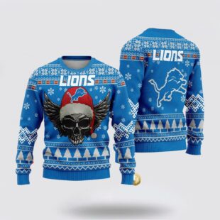 Detroit Lions Golden Skull Ugly Christmas Sweater Shirt