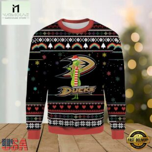 NHL Anaheim Ducks Funny Grinch Ugly Christmas Sweater