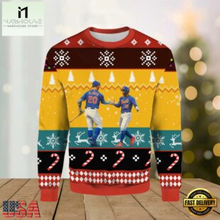 Pete Alonso and Francisco Lindor Mets Ugly Sweater