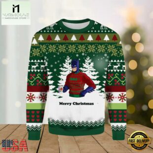 Santa Claus Riding Reindeer Merry Christmas Funny Ugly Sweater
