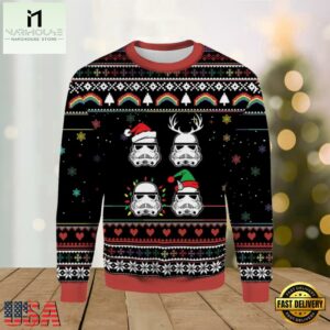 Santa Stormtrooper Reindeer Elf Lights The Mandalorian Baby Yoda Christmas Sweater