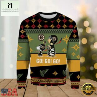 Snoopy Go Go Go Boston Bruins Ugly Christmas Sweater