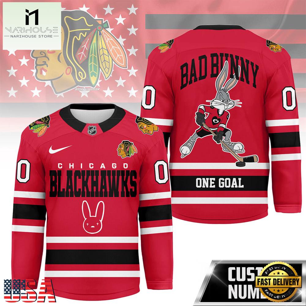 NHL Chicago Blackhawks x Bad Bunny New Season 2026 Custom Hockey Jersey NHL Chicago Blackhawks x Bad Bunny New Season 2026 Custom Hockey Jersey
