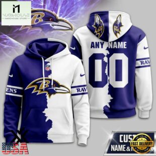 Custom Name Number Baltimore Ravens Victory Split 3D Shirt For Fans