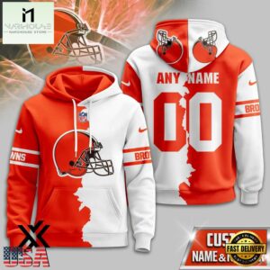 Custom Name Number Cleveland Browns Victory Split 3D Shirt For Fans