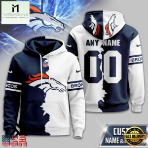 Custom Name Number Denver Broncos Victory Split 3D Shirt For Fans