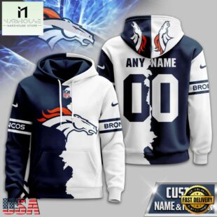 Custom Name Number Denver Broncos Victory Split 3D Shirt For Fans
