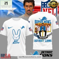 Detroit Lions NFL Bad Bunny Super Bowl 3D Shirt