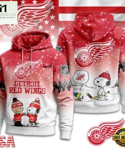 Detroit Red Wings NHL Snoopy Peanuts Christmas 3D Hoodie