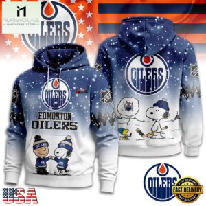 Edmonton Oilers NHL Snoopy Peanuts Christmas 3D Hoodie